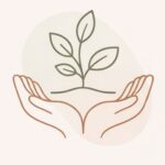 Illustratie van twee handen die een plant vasthouden als symbool voor zorg en draagkracht